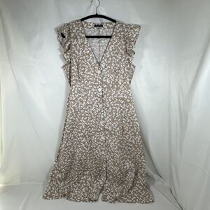 Tommy Hilfiger Floral Button Front Midi Dress Linen Blend Sz 14 Cottagecore